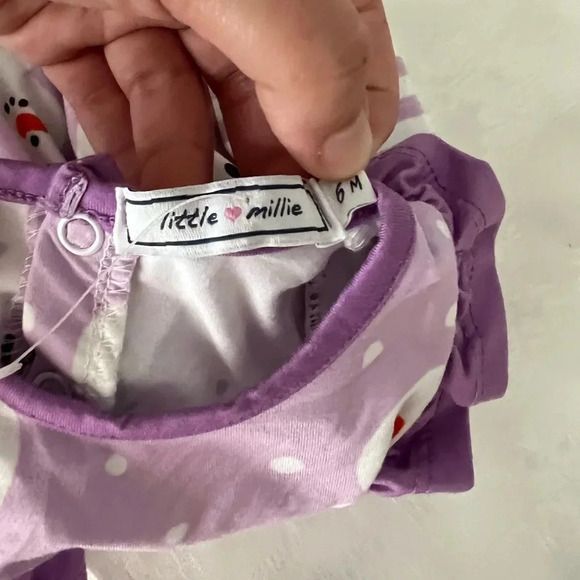 Little Millie Purple Snowman Romper Winter Baby Girl 6M NWOT - Picture 3 of 3